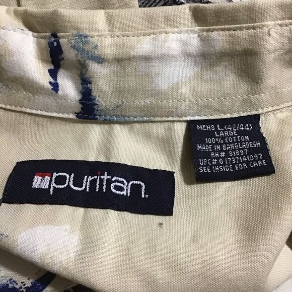Puritan Khaki Button Up Swordfish Shirt L 42-44 - Picture 5 of 6